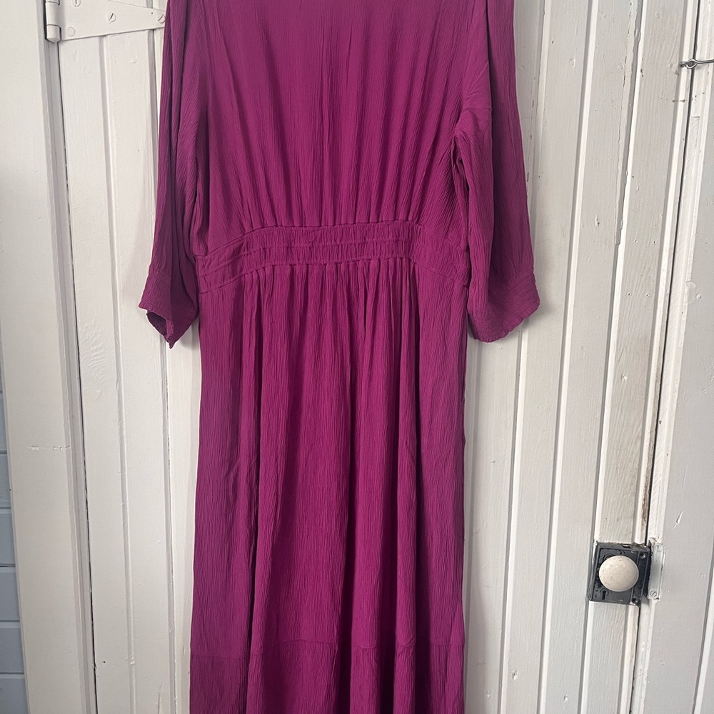 NWT J. Jill Smocked-Details Tiered Dress SZ Large Petite, Plum - Picture 7 of 8